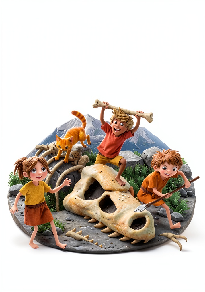 Installing Lucy and Andy Neanderthal Book 3: The Lost Cave Adventure by Crown on a wooden desk