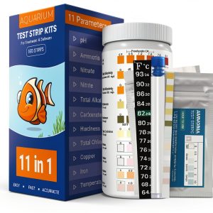 Aquarium Ammonia Test Strips 11-in-1 AKSBTEC 150 Strip Saltwater Kit-0