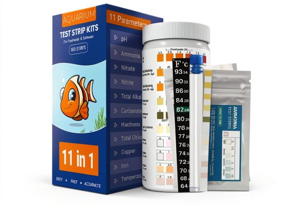 Aquarium Ammonia Test Strips 11-in-1 AKSBTEC 150 Strip Saltwater Kit-0